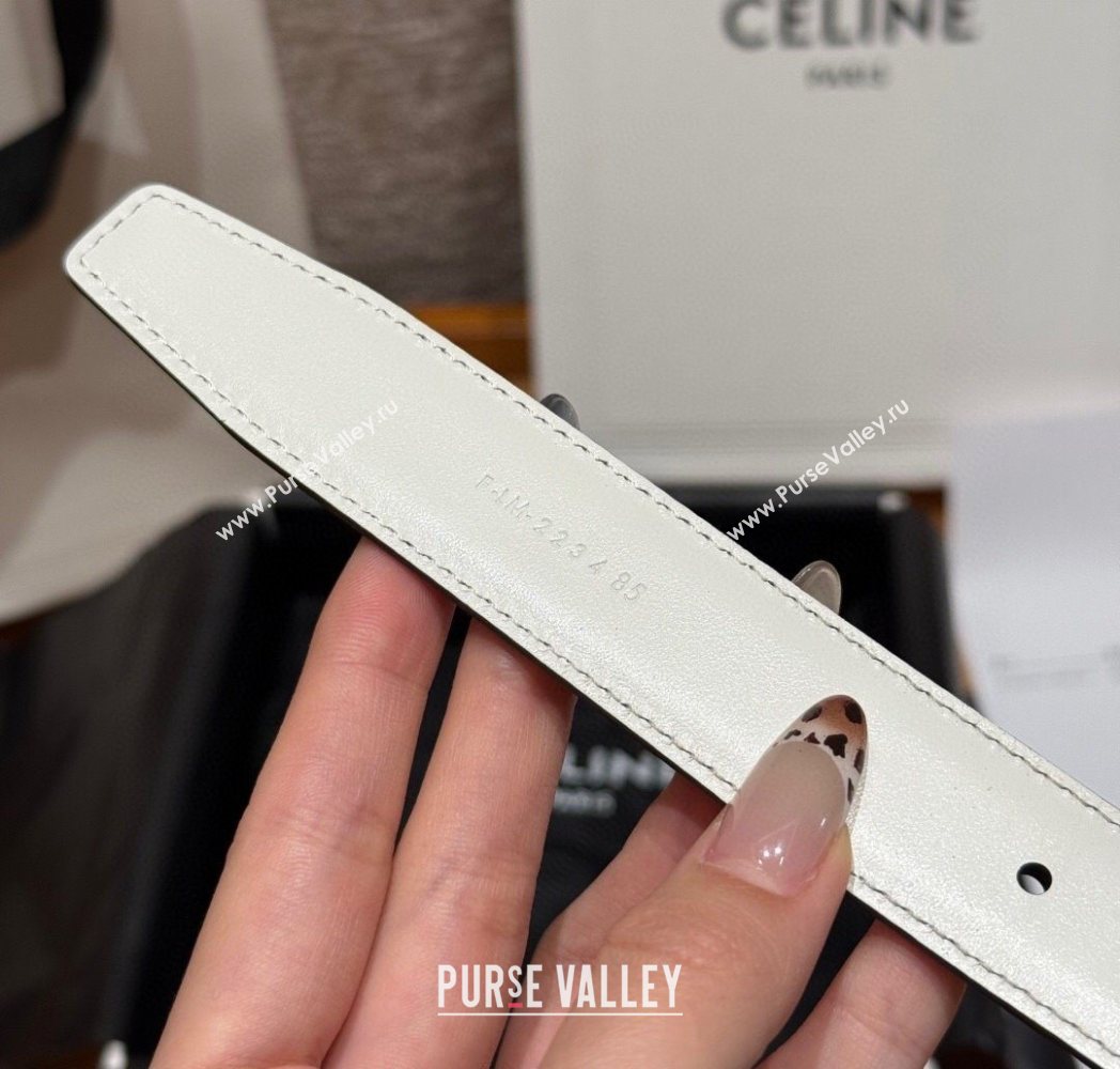 Celine Triomphe Calfskin Leather Belt 2.5cm with Strass Black/White 2025 CE091104 (99-250911120)