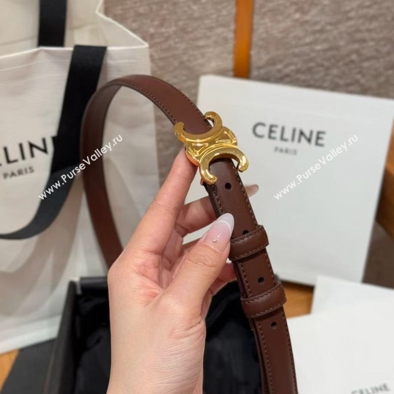 Celine Triomphe Supple Calfskin Leather Belt 1.8cm Dark Brown 2025 0911 (99-250911091)