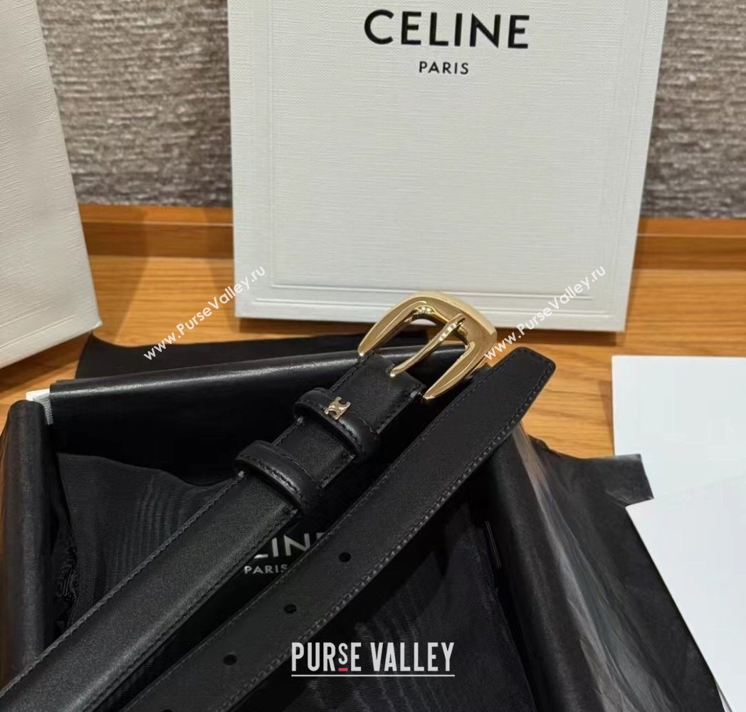 Celine Calfskin Leather Belt 2.5cm with Pin Buckle Black 2025 CE091105 (99-250911126)