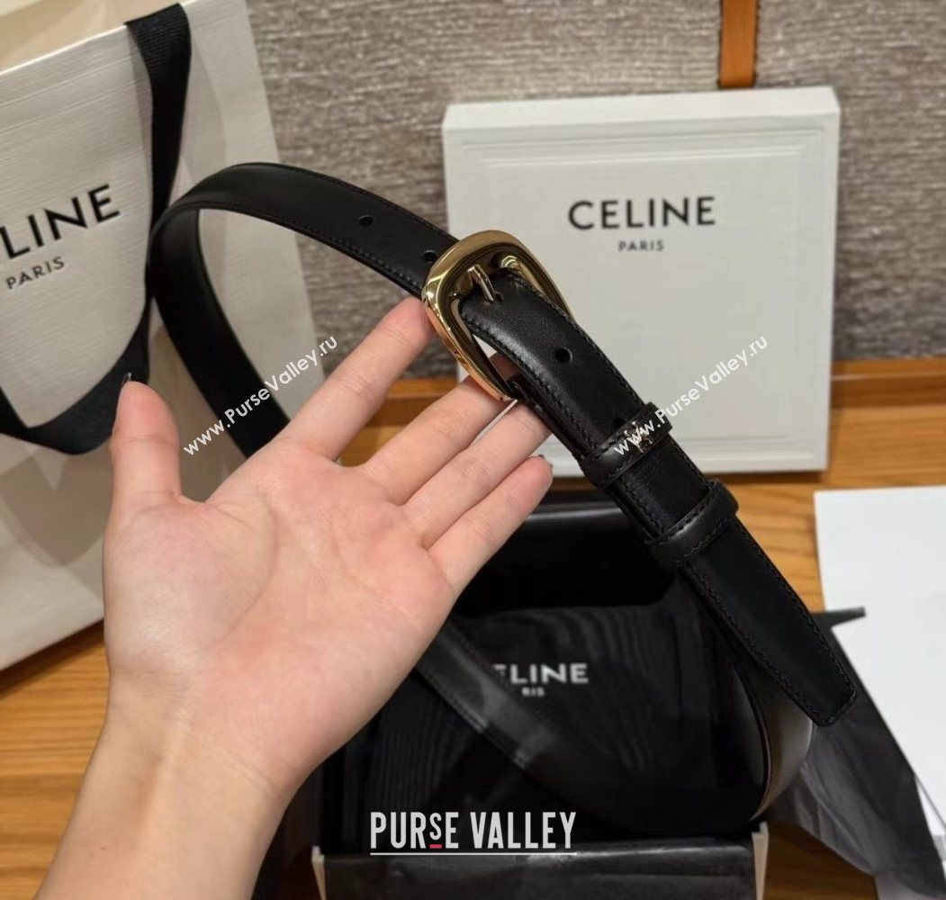 Celine Calfskin Leather Belt 2.5cm with Pin Buckle Black 2025 CE091105 (99-250911126)