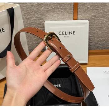 Celine Calfskin Leather Belt 2.5cm with Pin Buckle Brown 2025 CE091105 (99-250911127)