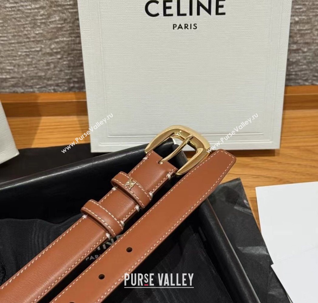 Celine Calfskin Leather Belt 2.5cm with Pin Buckle Brown 2025 CE091105 (99-250911127)