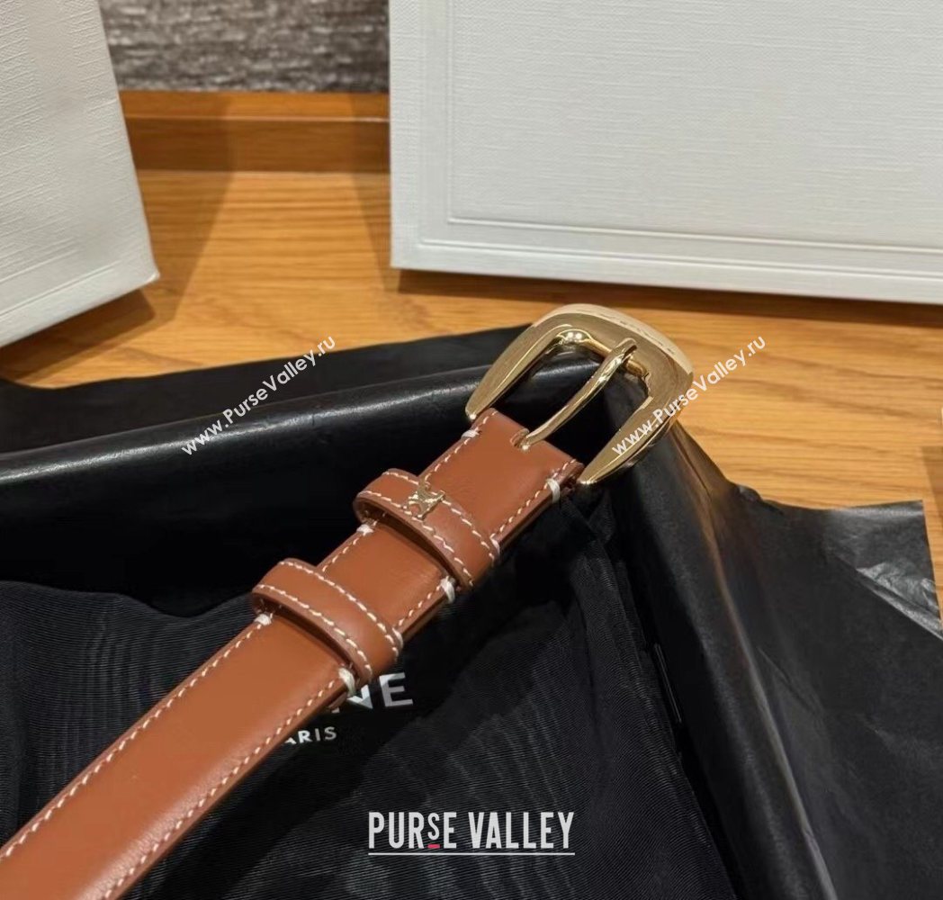 Celine Calfskin Leather Belt 2.5cm with Pin Buckle Brown 2025 CE091105 (99-250911127)