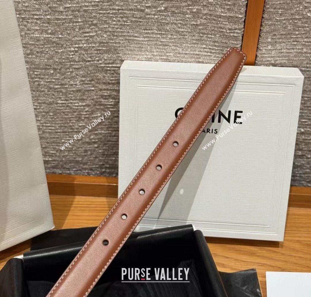 Celine Calfskin Leather Belt 2.5cm with Pin Buckle Brown 2025 CE091105 (99-250911127)