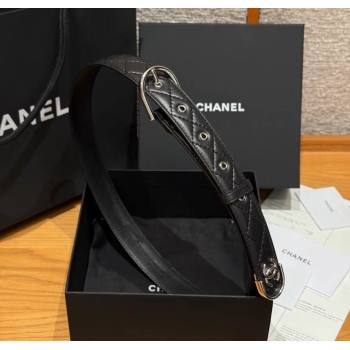 Chanel Quilted Calfskin Leather Belt 3cm with Pin Buckle Black/Silver 2025 CH091107 (99-250911142)
