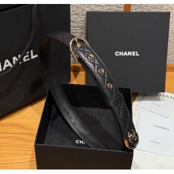 Chanel Quilted Calfskin Leather Belt 3cm with Pin Buckle Black/Gold 2025 CH091107 (99-250911143)