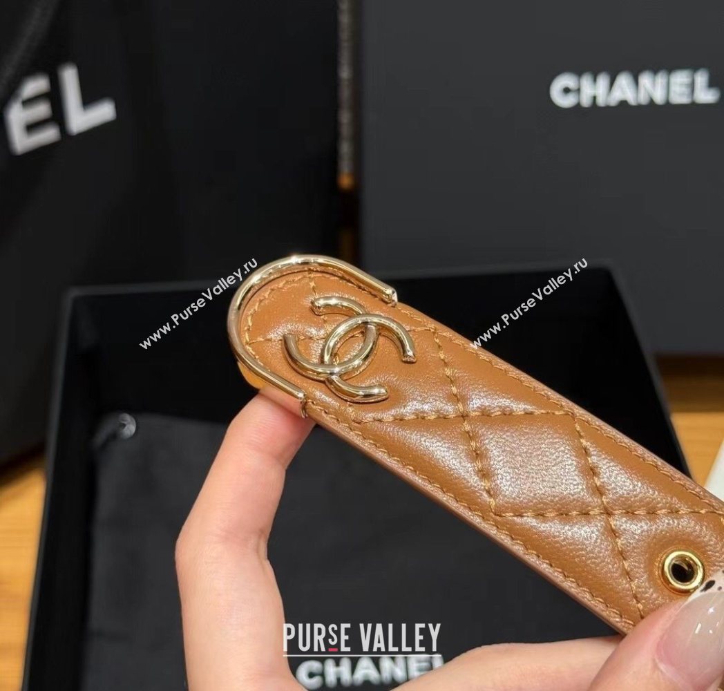 Chanel Quilted Calfskin Leather Belt 3cm with Pin Buckle Brown 2025 CH091107 (99-250911145)