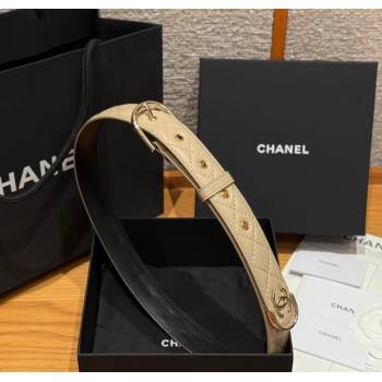 Chanel Quilted Calfskin Leather Belt 3cm with Pin Buckle Beige 2025 CH091107 (99-250911146)