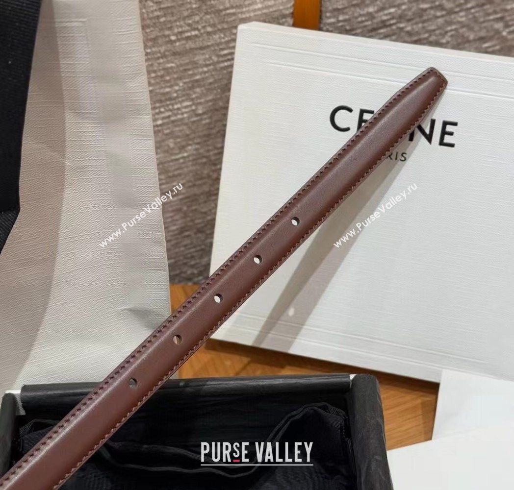 Celine Triomphe Supple Calfskin Leather Belt 1.8cm Dark Brown 2025 0911 (99-250911091)
