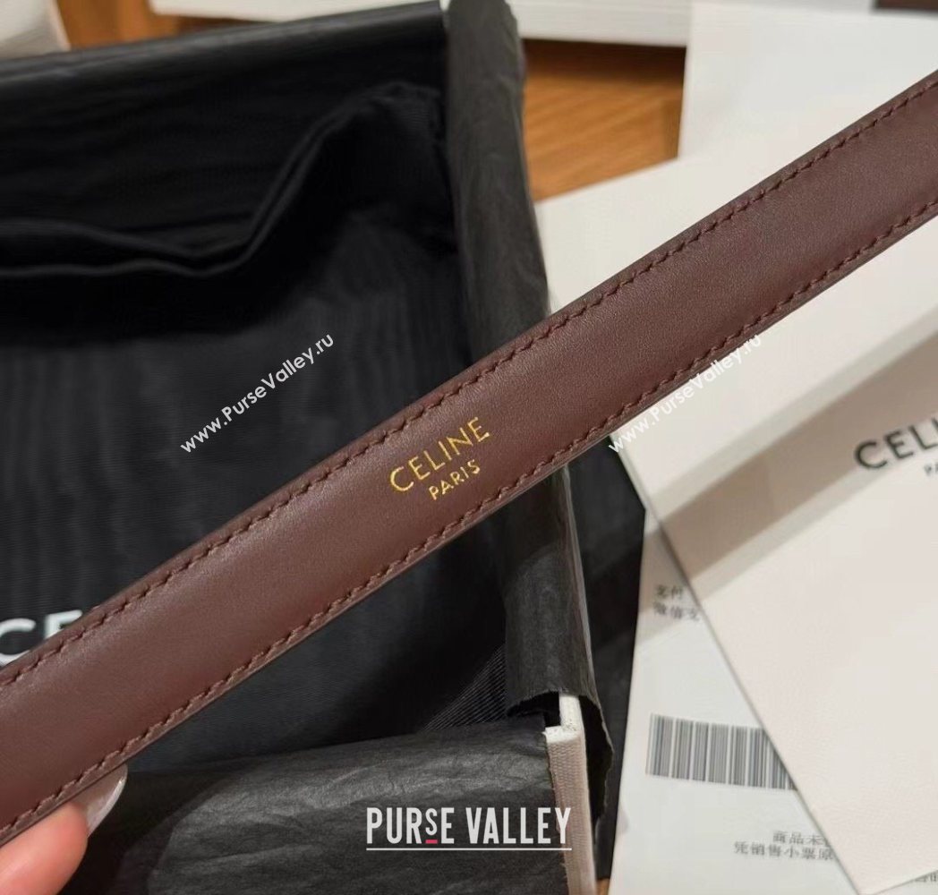 Celine Triomphe Supple Calfskin Leather Belt 1.8cm Dark Brown 2025 0911 (99-250911091)