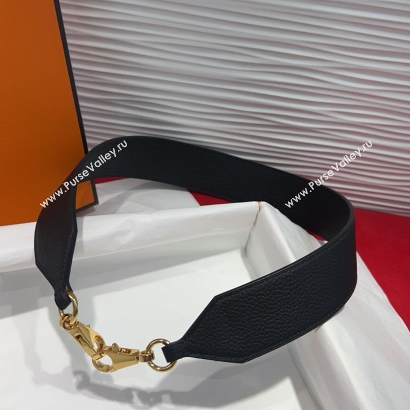 Hermes Kelly Pocket Shoulder Strap in Leather 4x68cm Black/Gold 2025 HS091203 (99-250912041)