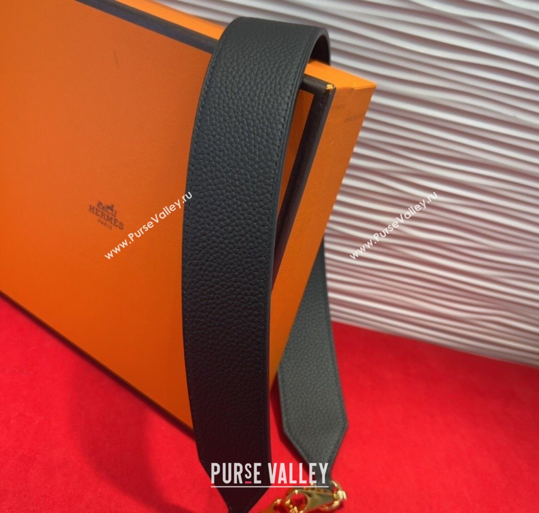 Hermes Kelly Pocket Shoulder Strap in Leather 4x68cm Black/Gold 2025 HS091203 (99-250912041)