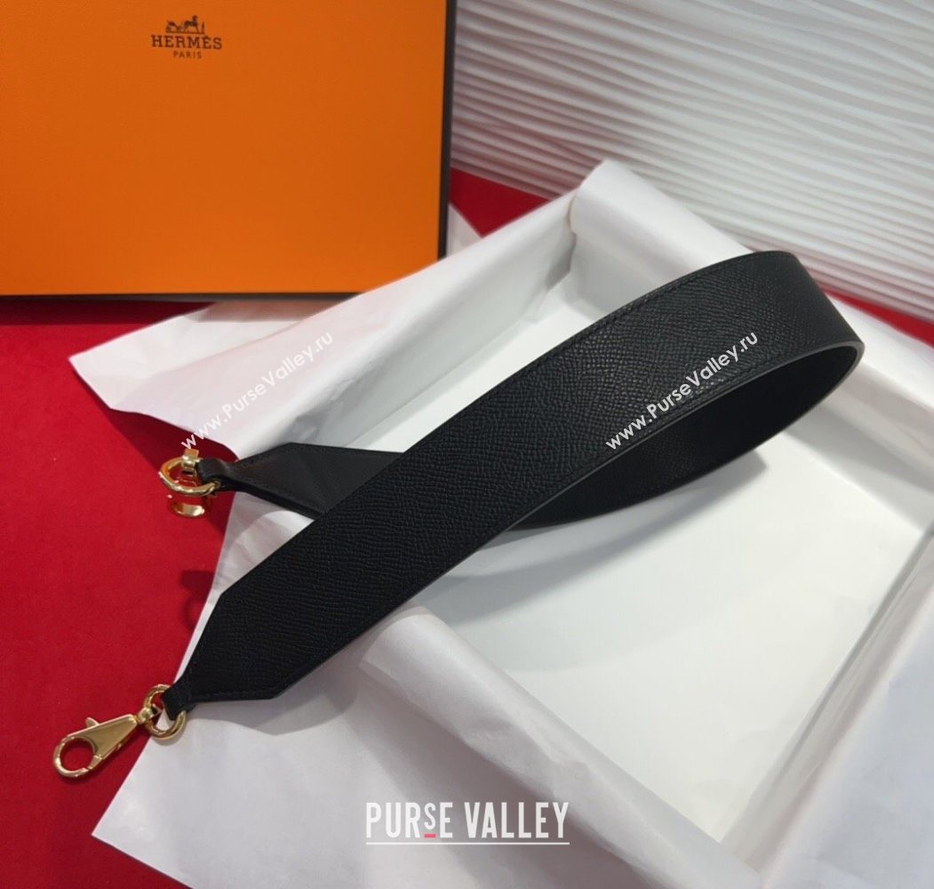 Hermes Kelly Pocket Shoulder Strap in Leather 4x68cm Black/Gold 2025 HS091203 (99-250912041)