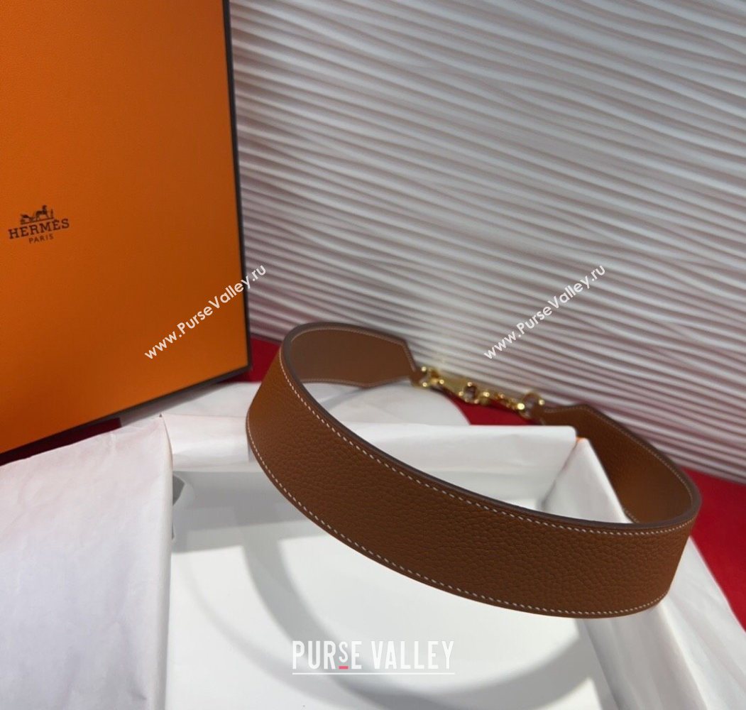 Hermes Kelly Pocket Shoulder Strap in Leather 4x68cm Brown/Gold 2025 HS091203 (99-250912042)