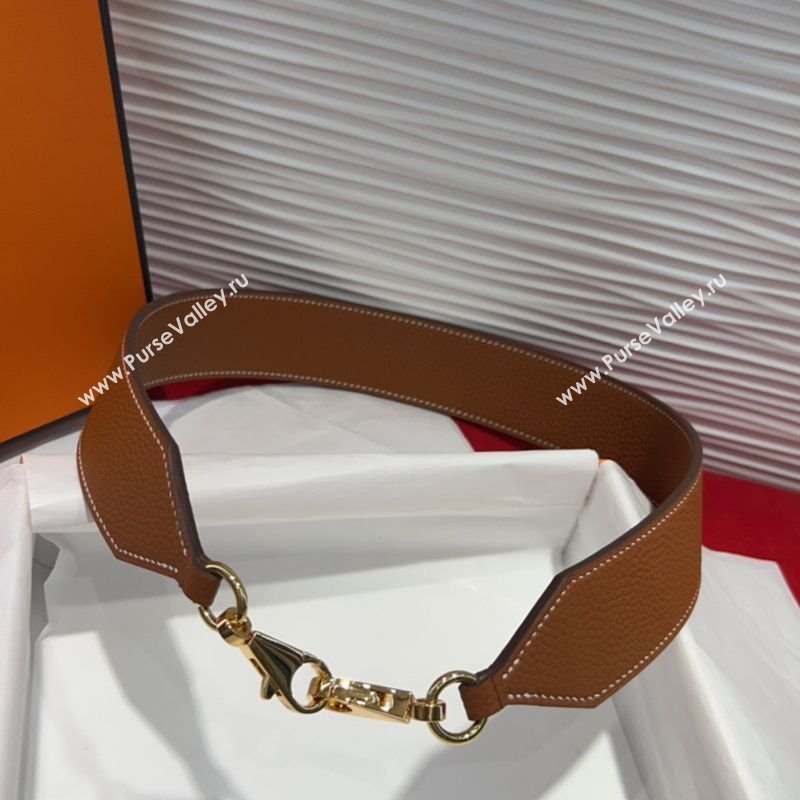 Hermes Kelly Pocket Shoulder Strap in Leather 4x68cm Brown/Gold 2025 HS091203 (99-250912042)