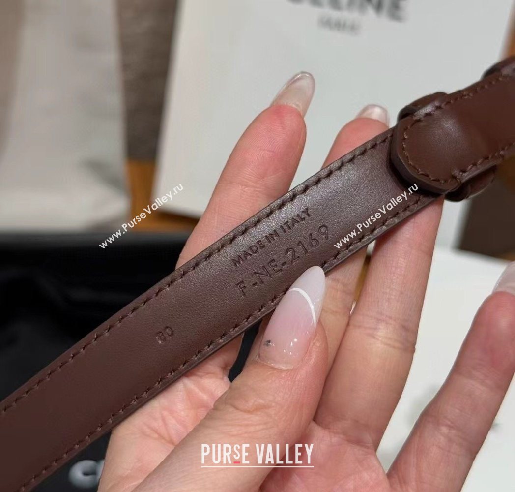 Celine Triomphe Supple Calfskin Leather Belt 1.8cm Dark Brown 2025 0911 (99-250911091)