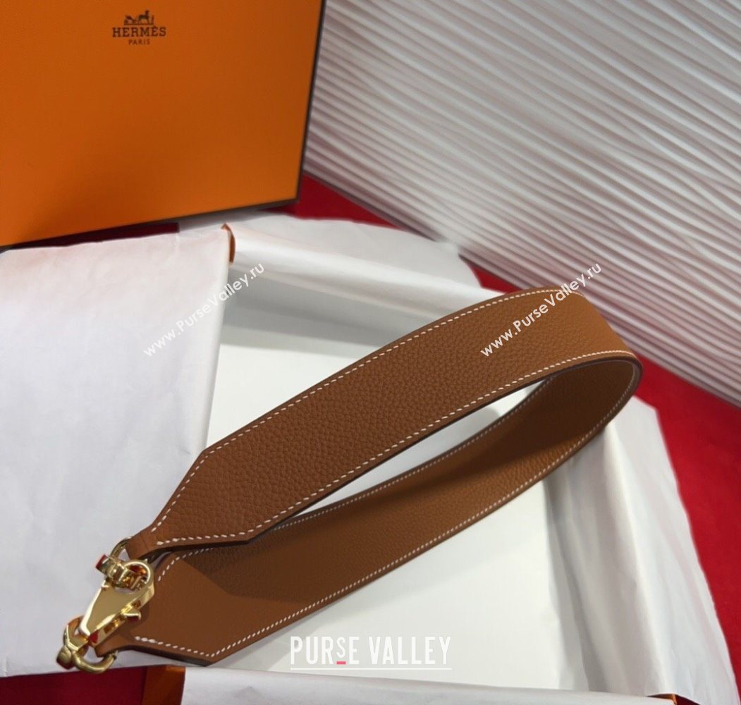 Hermes Kelly Pocket Shoulder Strap in Leather 4x68cm Brown/Gold 2025 HS091203 (99-250912042)