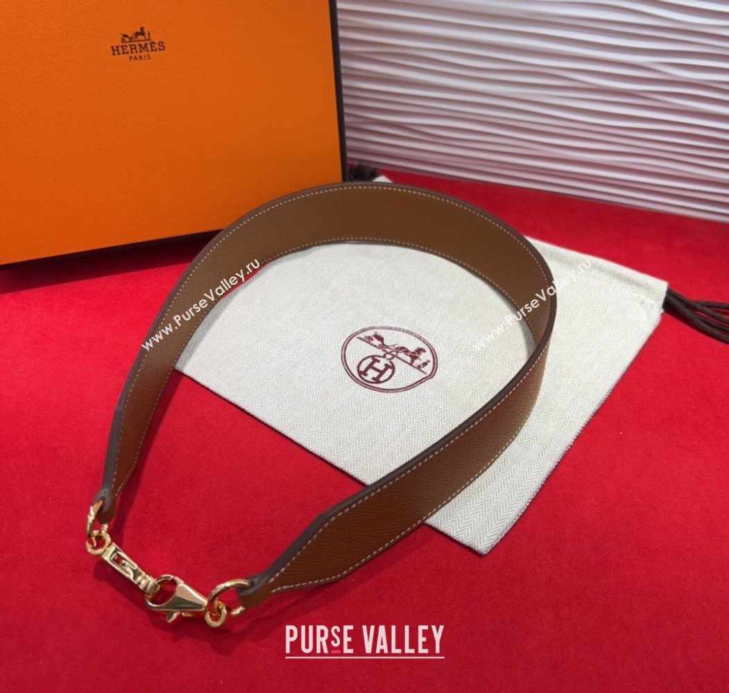 Hermes Kelly Pocket Shoulder Strap in Leather 4x68cm Brown/Gold 2025 HS091203 (99-250912042)