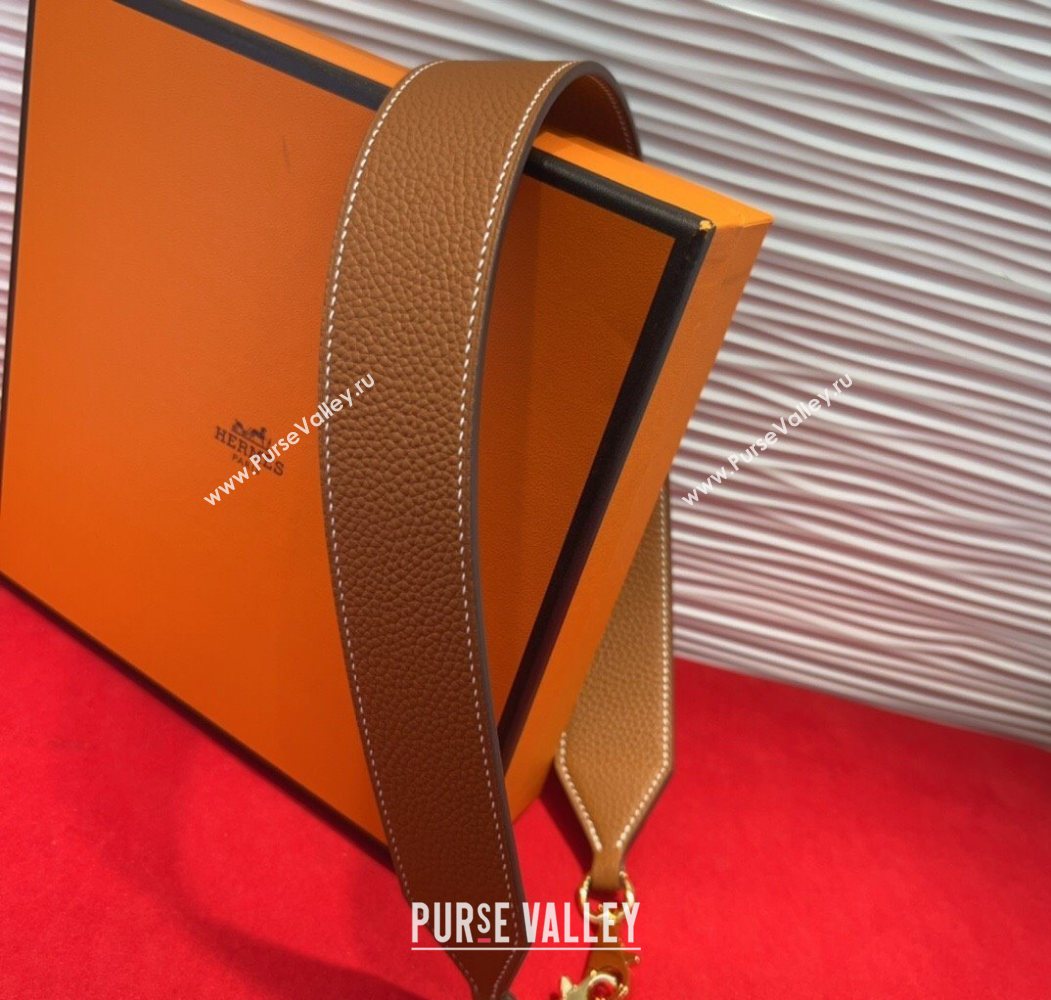 Hermes Kelly Pocket Shoulder Strap in Leather 4x68cm Brown/Gold 2025 HS091203 (99-250912042)