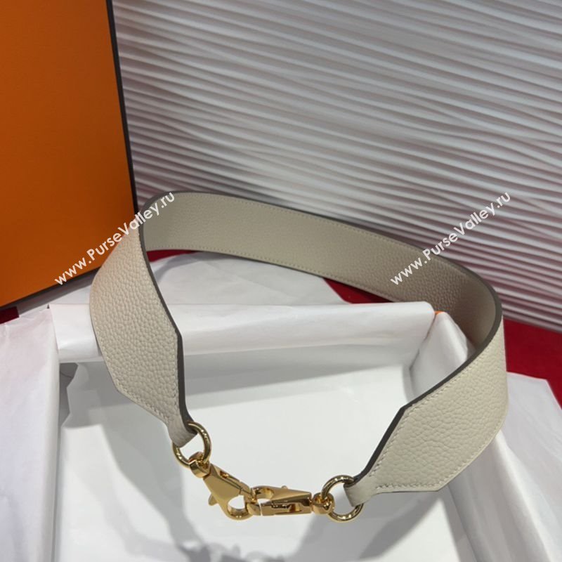 Hermes Kelly Pocket Shoulder Strap in Leather 4x68cm White/Gold 2025 HS091203 (99-250912043)