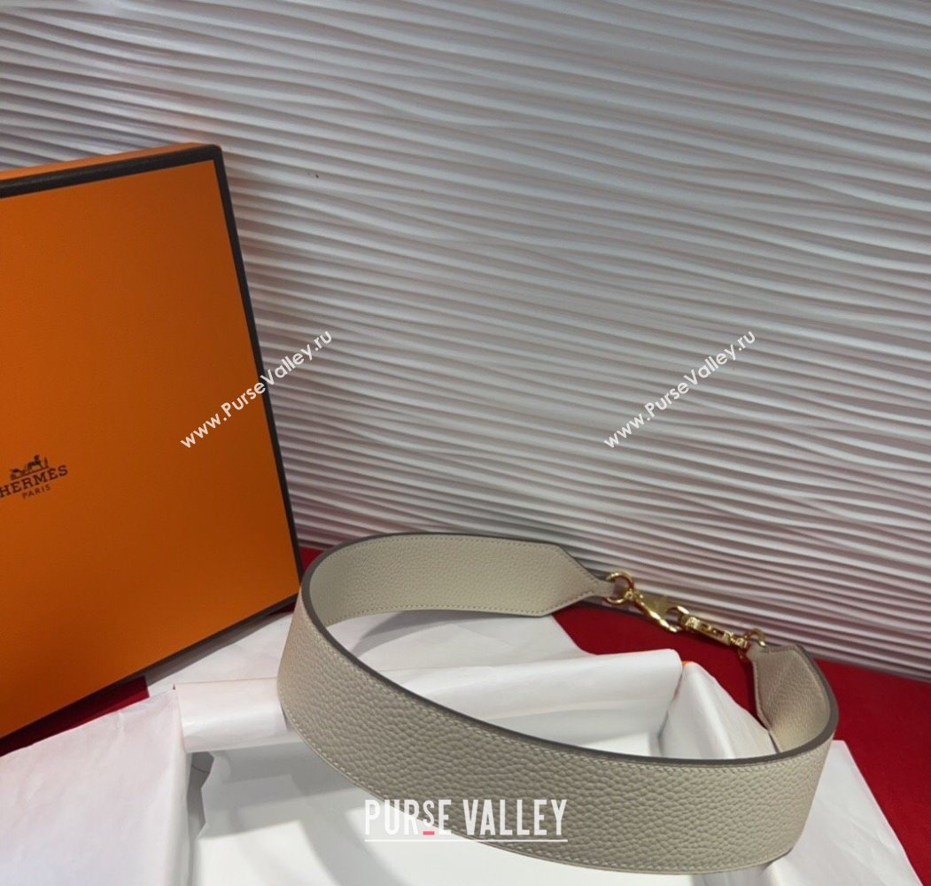 Hermes Kelly Pocket Shoulder Strap in Leather 4x68cm White/Gold 2025 HS091203 (99-250912043)