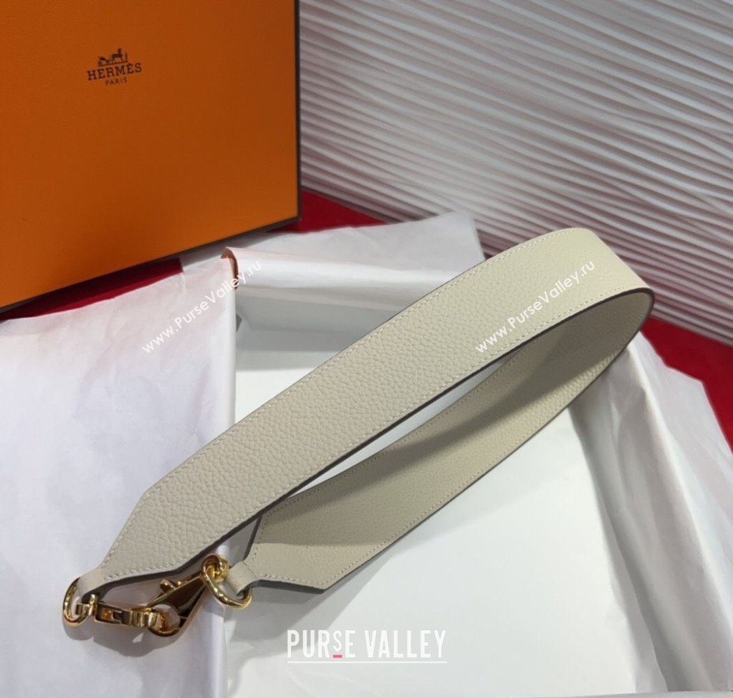 Hermes Kelly Pocket Shoulder Strap in Leather 4x68cm White/Gold 2025 HS091203 (99-250912043)