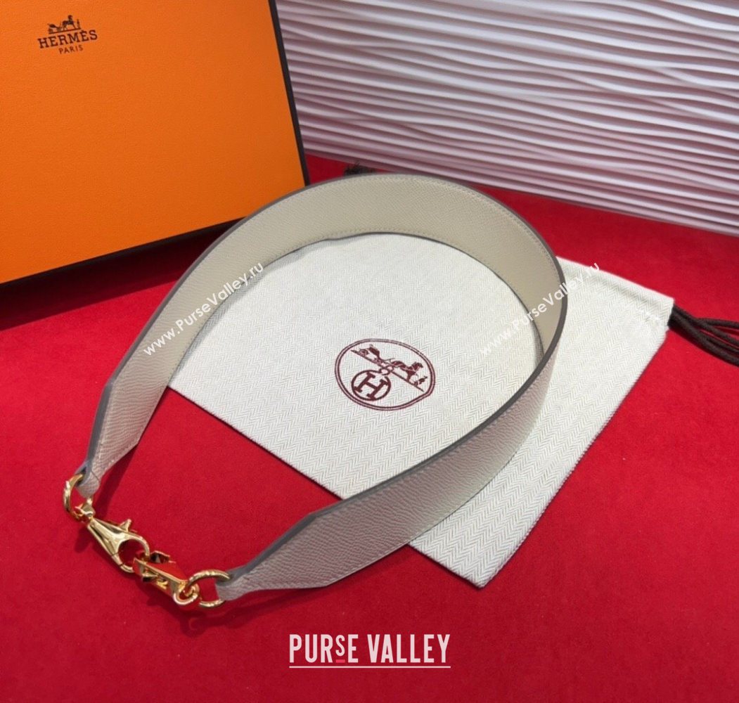 Hermes Kelly Pocket Shoulder Strap in Leather 4x68cm White/Gold 2025 HS091203 (99-250912043)