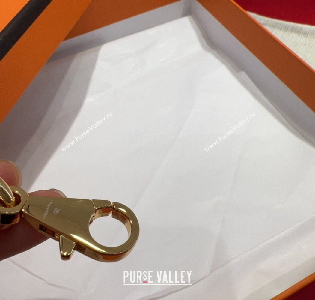 Hermes Kelly Pocket Shoulder Strap in Leather 4x68cm White/Gold 2025 HS091203 (99-250912043)