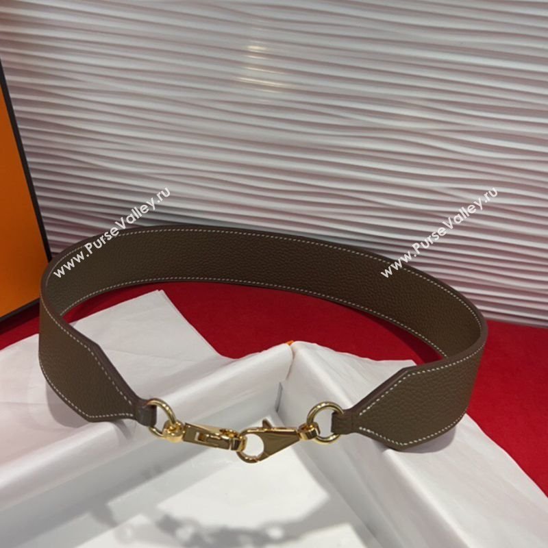 Hermes Kelly Pocket Shoulder Strap in Leather 4x68cm Grey/Gold 2025 HS091203 (99-250912044)