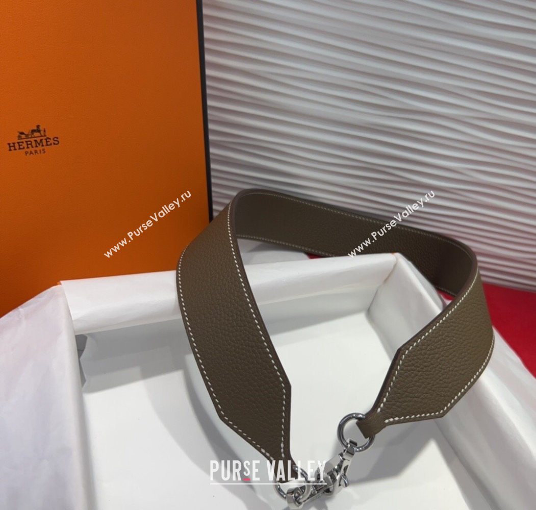 Hermes Kelly Pocket Shoulder Strap in Leather 4x68cm Grey/Silver 2025 HS091203 (99-250912045)