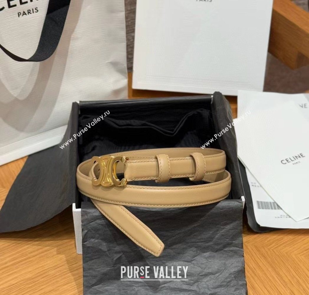 Celine Triomphe Supple Calfskin Leather Belt 1.8cm Beige 2025 0911 (99-250911090)