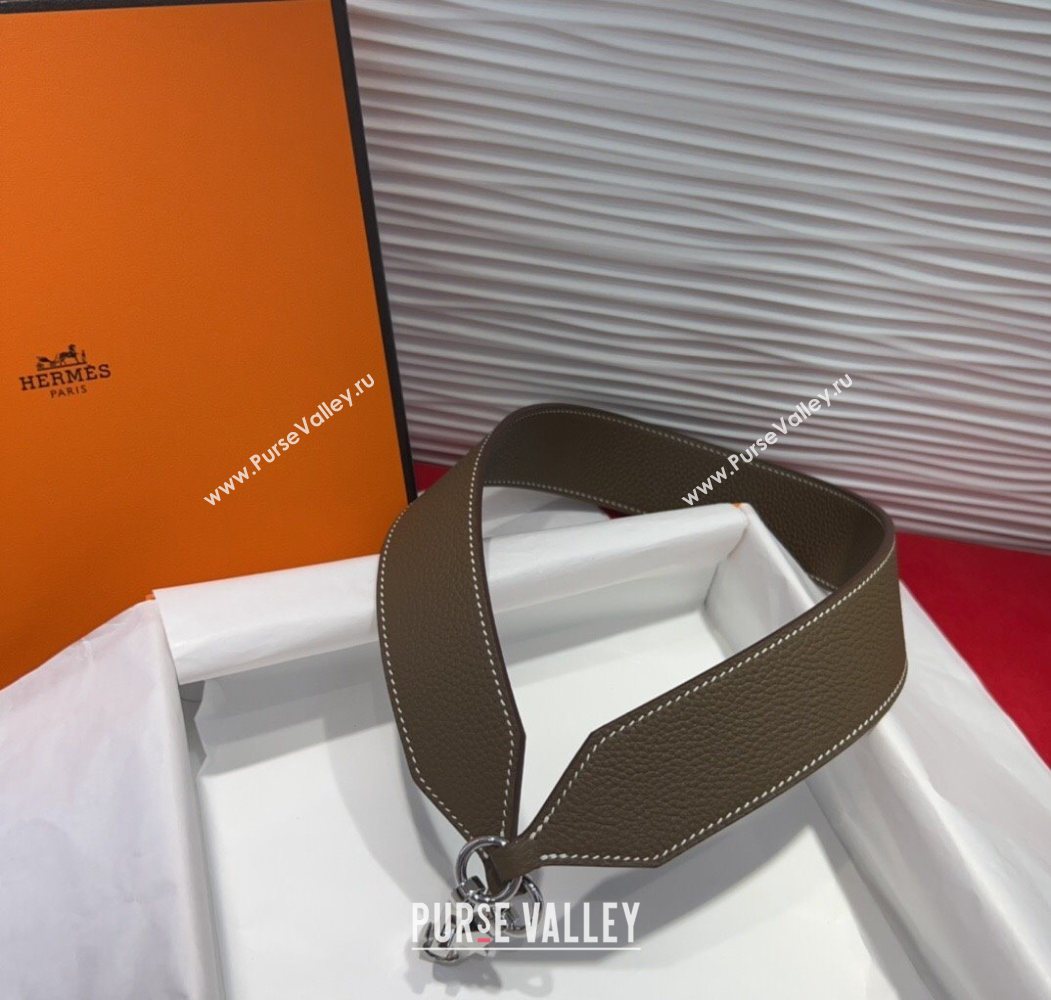 Hermes Kelly Pocket Shoulder Strap in Leather 4x68cm Grey/Silver 2025 HS091203 (99-250912045)