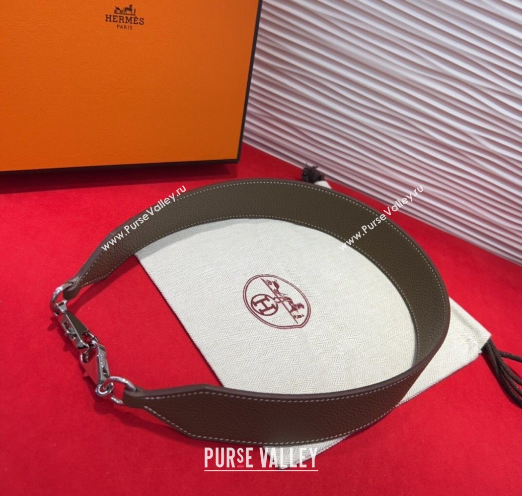Hermes Kelly Pocket Shoulder Strap in Leather 4x68cm Grey/Silver 2025 HS091203 (99-250912045)