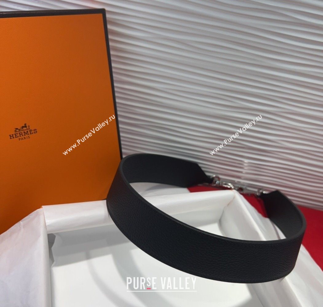 Hermes Kelly Pocket Shoulder Strap in Leather 4x68cm Black/Silver 2025 HS091203 (99-250912047)