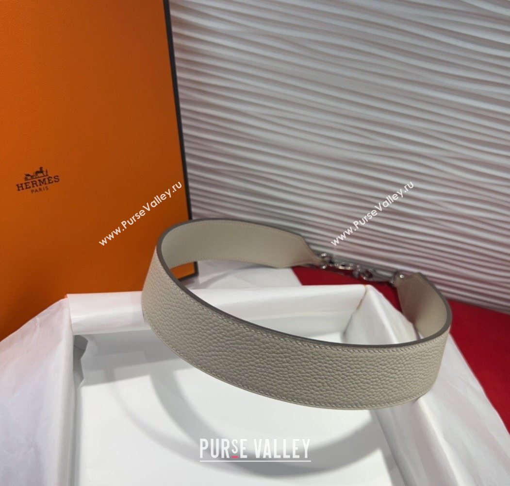 Hermes Kelly Pocket Shoulder Strap in Leather 4x68cm White/Silver 2025 HS091203 (99-250912048)