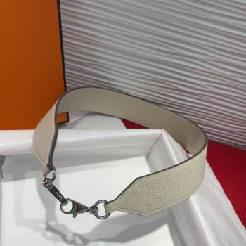 Hermes Kelly Pocket Shoulder Strap in Leather 4x68cm White/Silver 2025 HS091203 (99-250912048)