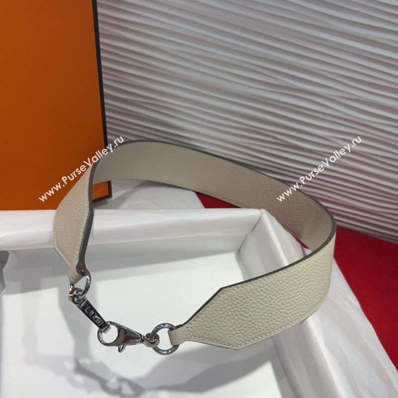 Hermes Kelly Pocket Shoulder Strap in Leather 4x68cm White/Silver 2025 HS091203 (99-250912048)