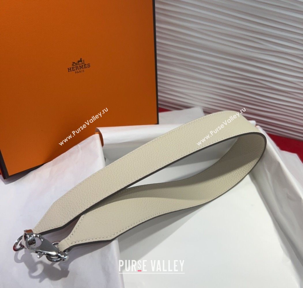 Hermes Kelly Pocket Shoulder Strap in Leather 4x68cm White/Silver 2025 HS091203 (99-250912048)