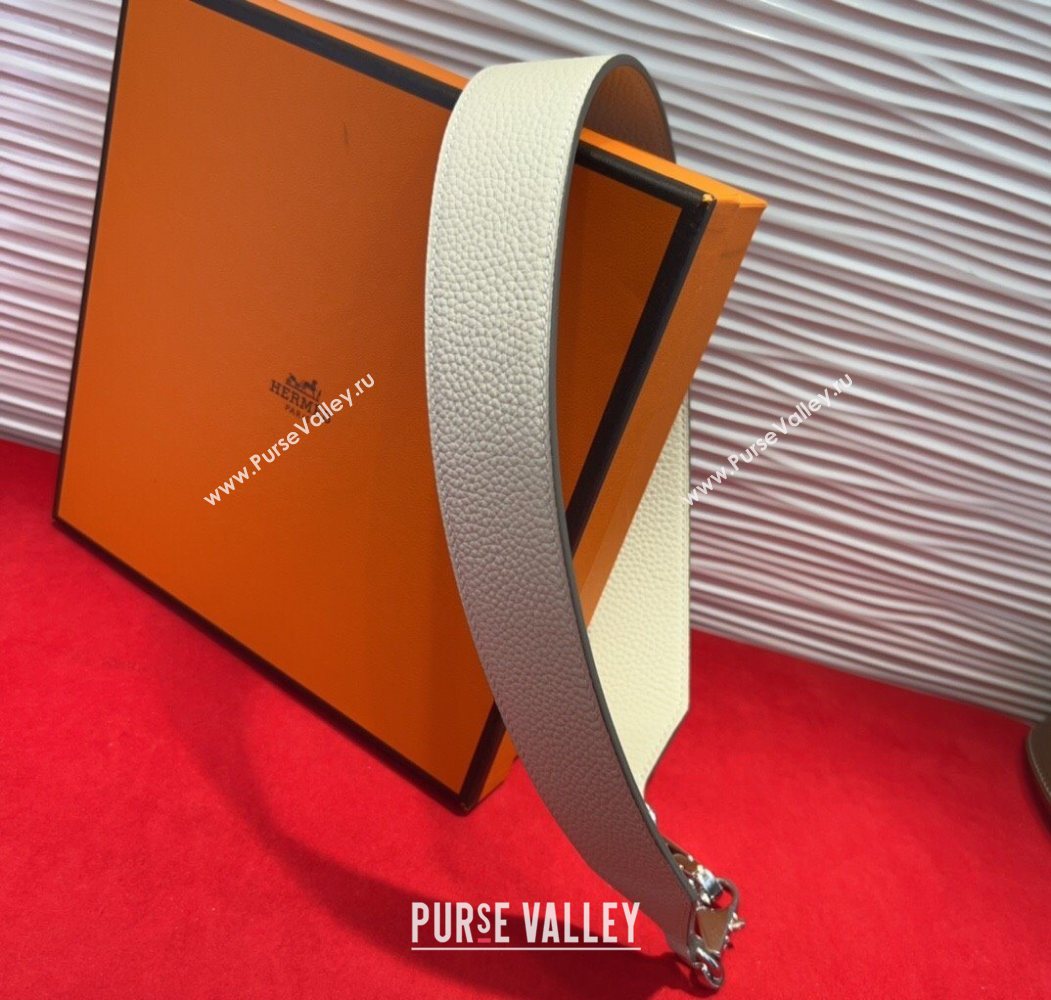 Hermes Kelly Pocket Shoulder Strap in Leather 4x68cm White/Silver 2025 HS091203 (99-250912048)