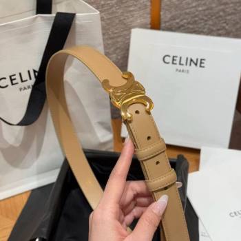 Celine Triomphe Supple Calfskin Leather Belt 2.5cm Beige 2025 0911 (99-250911093)