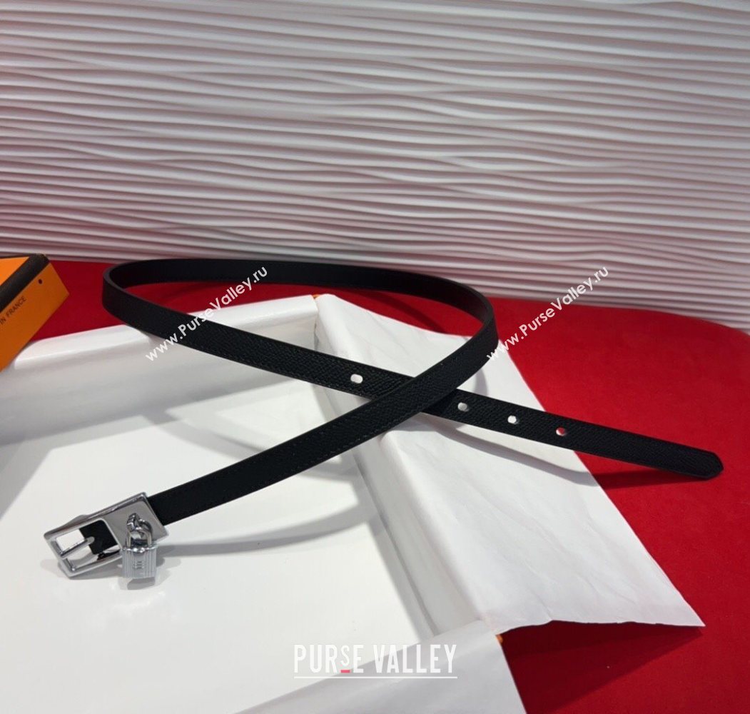 Hermes Lucky Lock Reversible Belt 1.7cm in Calfskin Leather Black/Silver 2025 HS091201 (99-250912026)