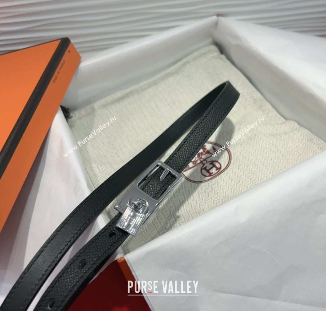 Hermes Lucky Lock Reversible Belt 1.7cm in Calfskin Leather Black/Silver 2025 HS091201 (99-250912026)