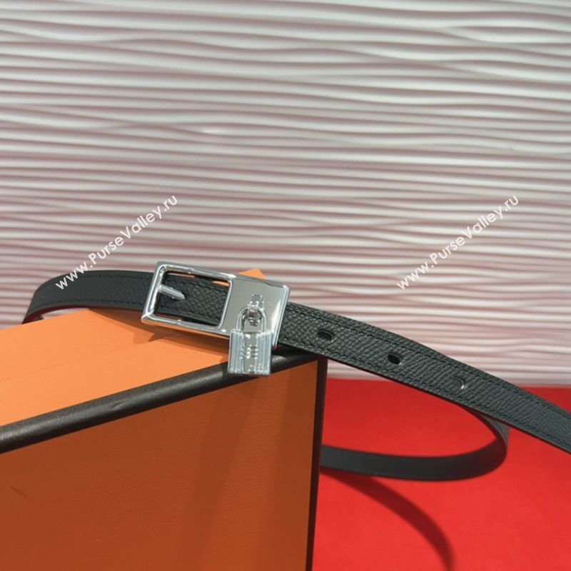 Hermes Lucky Lock Reversible Belt 1.7cm in Calfskin Leather Black/Silver 2025 HS091201 (99-250912026)