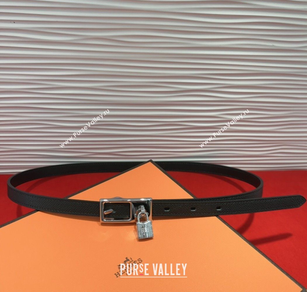 Hermes Lucky Lock Reversible Belt 1.7cm in Calfskin Leather Black/Silver 2025 HS091201 (99-250912026)