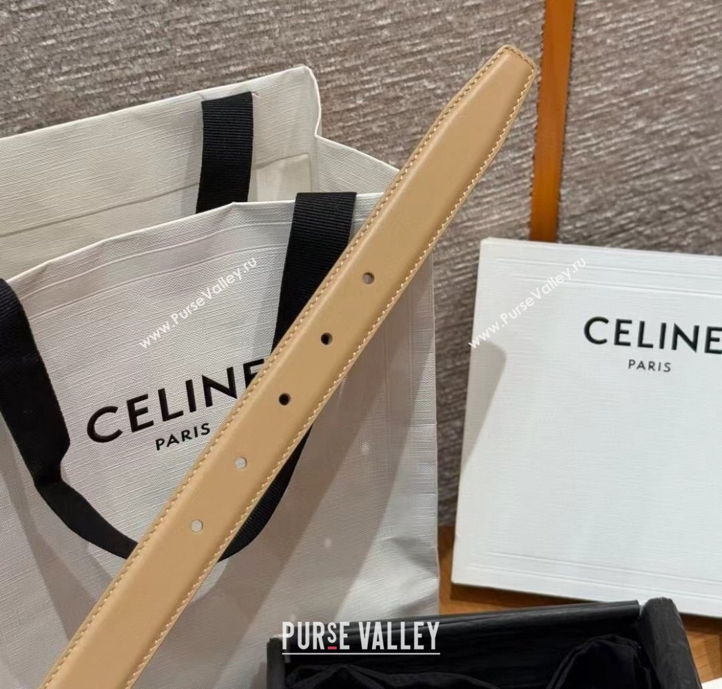 Celine Triomphe Supple Calfskin Leather Belt 2.5cm Beige 2025 0911 (99-250911093)