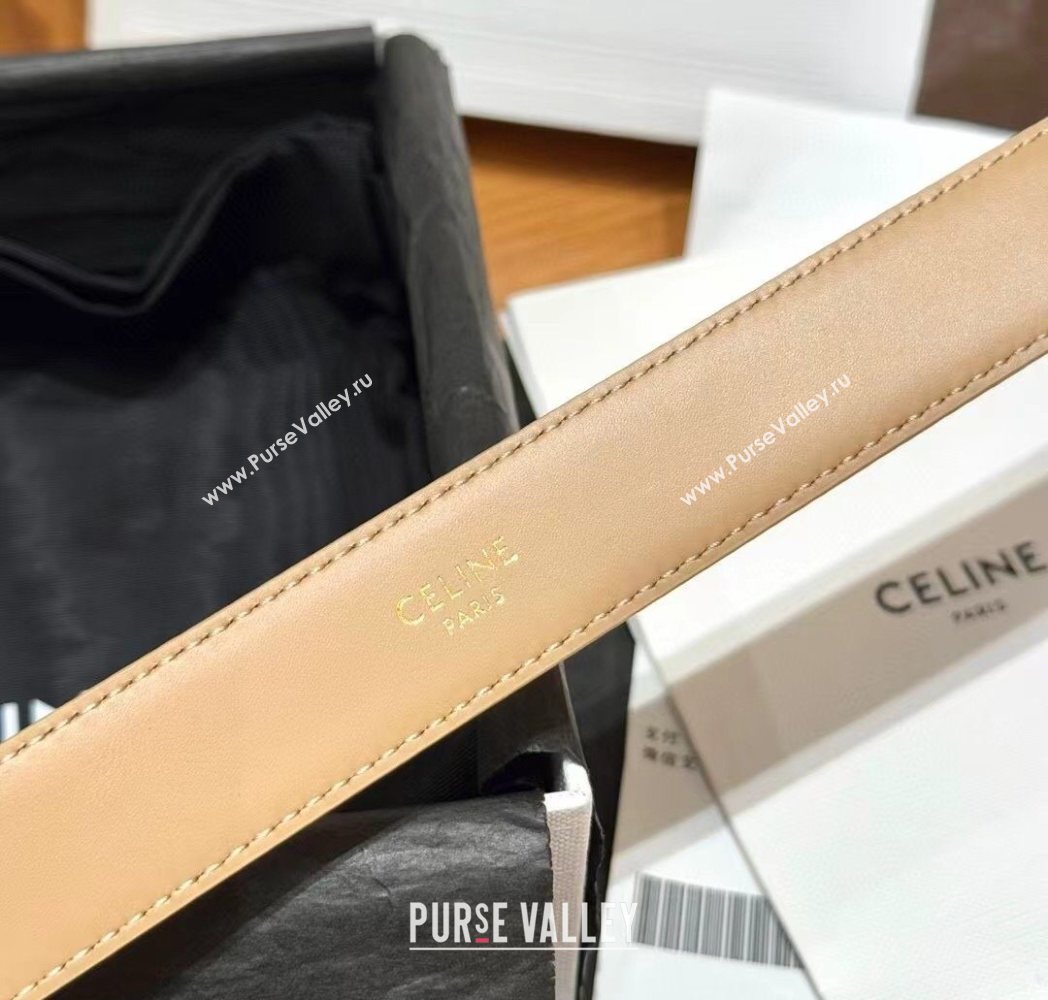 Celine Triomphe Supple Calfskin Leather Belt 2.5cm Beige 2025 0911 (99-250911093)