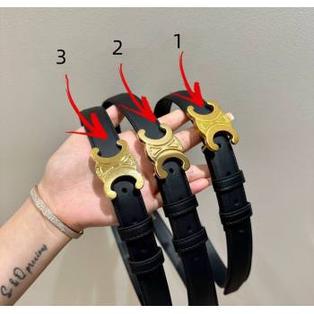 Celine Triomphe Supple Calfskin Leather Belt 2.5cm Black 2025 0911 (99-250911097)