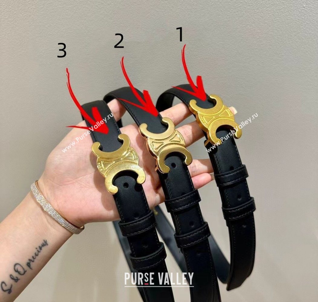 Celine Triomphe Supple Calfskin Leather Belt 2.5cm Black 2025 0911 (99-250911097)