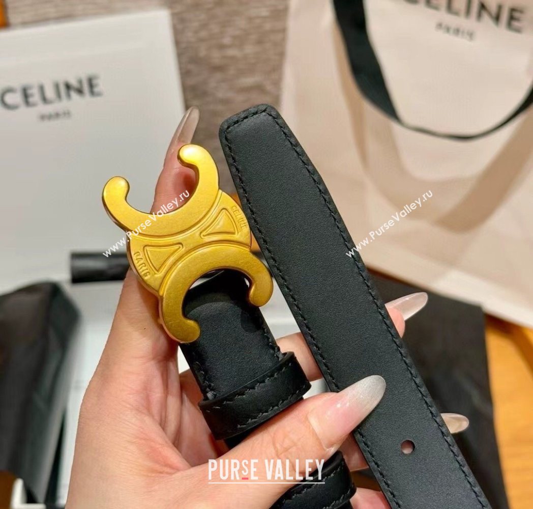 Celine Triomphe Supple Calfskin Leather Belt 2.5cm Black 2025 0911 (99-250911097)