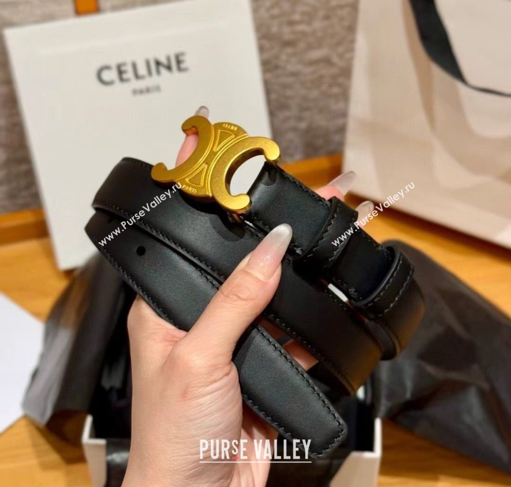Celine Triomphe Supple Calfskin Leather Belt 2.5cm Black 2025 0911 (99-250911097)